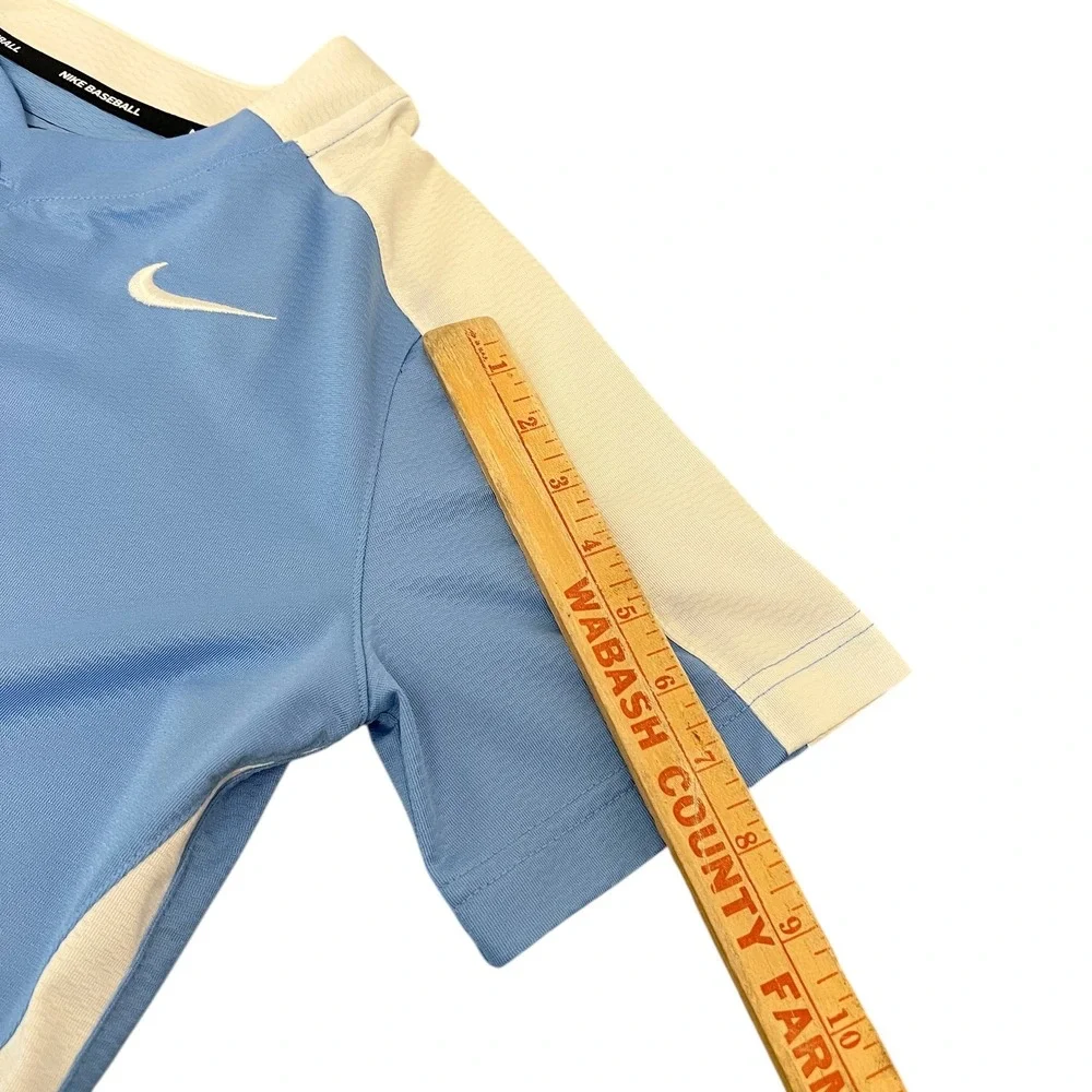 Nike‎ Baseball Jersey Boys Size Large Light Blue White Short Sleeve V Neck